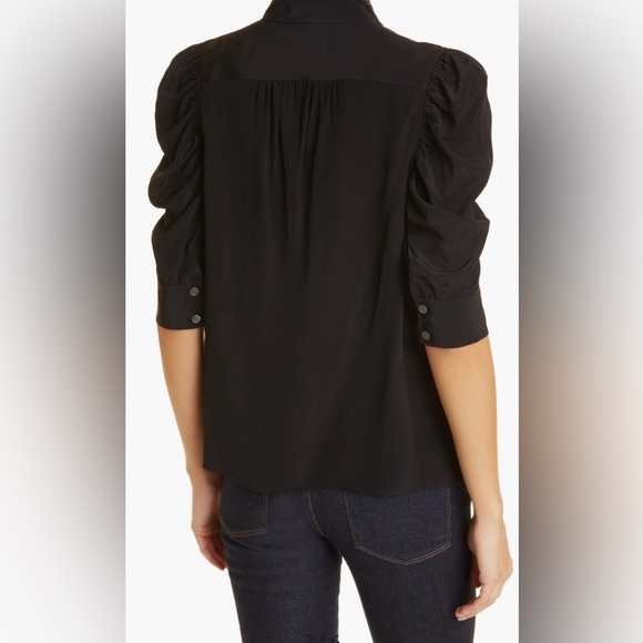 FRAME Woman’s Gillian Puff Sleeve Silk Blouse. Size L. 100% silk - Picture 11 of 16